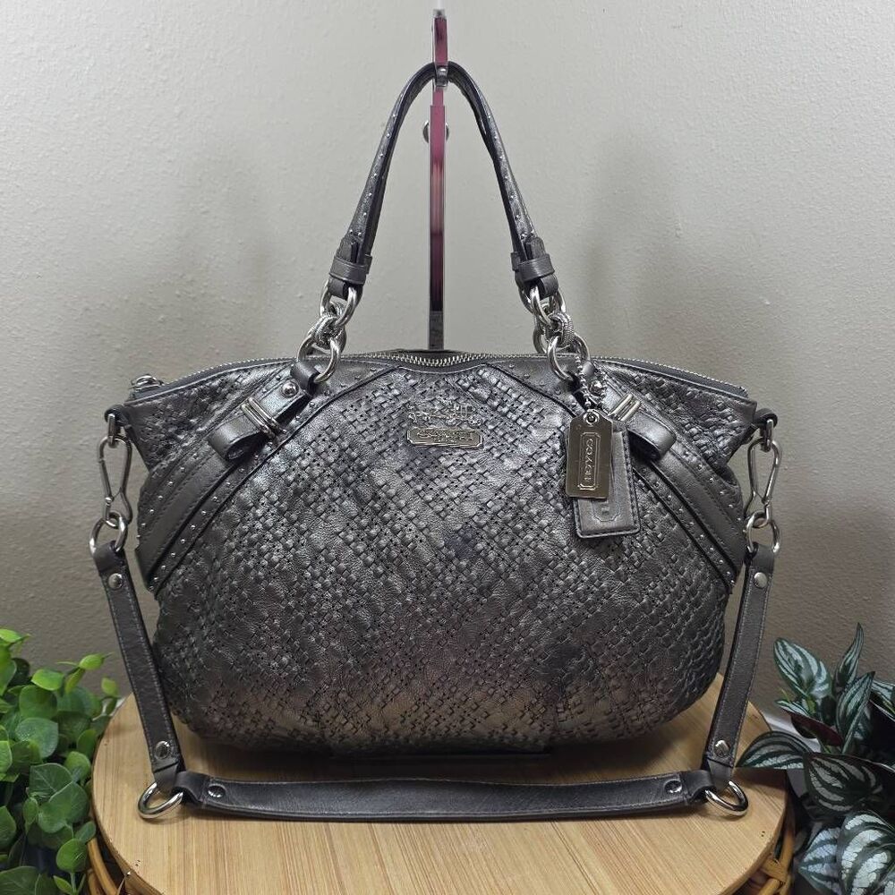 Coach Madison Woven Leather Sophia Satchel